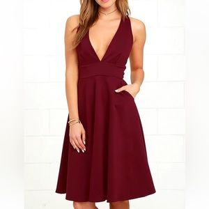 Lulus Finesse Burgundy Midi Dress